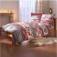 TRAUMSCHLAF Bettwäsche Hirsch, Flanell, 2 teilig, Flanell-Winterbettwäsche in toller Strickoptik