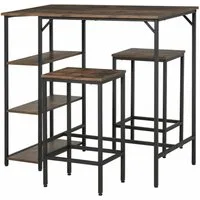 HOMCOM Bartisch Bartisch-Set mit 2 Barhockern