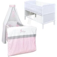 Baby-Delux Komplettbett Babybett Jack Komplettset, 10-tlg., Kinderbett 70x140 cm weiß, Bettset verschiedene Designs