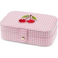 Rex London Schmuckkasten Rosa Gingham-Kirsche (mit vielen Fächern, 1 St., Kirsche), ca. 16 x 11 x 5,5 cm