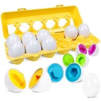 FOUORTUNATE-BEE Lernspielzeug Montessori Spielzeug Passende Eier Farbe & Form Erkennung Sorter (Skills Spielzeug für Kleinkinder, Passende Eier Set Osterei, Feinmotorik Montessori Puzzle Geschenk)
