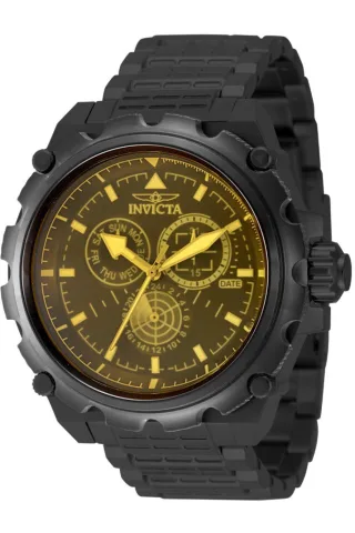 Invicta Coalition Forces 49201 Herrenuhr - Quarzwerk - Edelstahl mit gelbem Zifferblatt - 50 mm