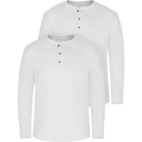 normani Langarmshirt 2er Set Herren Langarm Shirts aus Bio-Baumwolle Basic Henley Shirt für Männer GOTS-zertifiziert