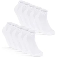 sockenkauf24 Sneakersocken 10 Paar SPORT Sneaker Socken Herren & Damen (Weiß, 39-42) Sportsocken Frotteesohle Baumwolle - 16200 WP