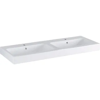 Geberit Doppelwaschtisch iCon, 2 Hahnlöcher, B: 1200 mm, T: 485 mm, 124120600, weiss mit K 124120600