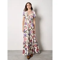 Apricot Maxikleid Chloe-Maxikleid mit Blumenmuster und Wickelausschnitt