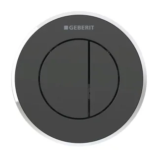 Geberit WC-Steuerung Typ 01 116055KM1 pneumatisch, 2-Mengen-Spülung, Kunststoff, schwarz/hochglanz-verchromt