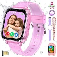 Vashoy Kinderuhr T59/T53 Smartwatch Kinder mit GPS,Kindgerecht sicher Smartwatch (5 cm/1.83 Zoll, RTOS/4G (LTE) 4G Telefonfunktionen Smartwatch, 6-tlg., GPS-Ortung, SOS-Notruf, IP67, geschlossenes System ohne App-Store, Schulmodus,Geschenke für Kinde
