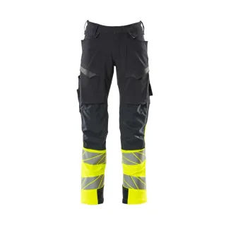 MASCOT Herren Hose mit Knietaschen ACCELERATE SAFE Schwarzblau / Hi-vis Gelb 51 - 19179-511-01017-82C51
