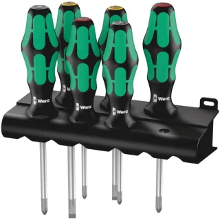 Wera 335/350/355/6 Schraubendrehersatz Kraftform Plus Lasertip + Rack, 6-teilig - 05105622001