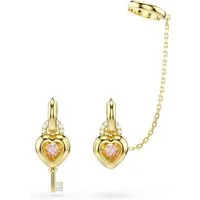 Swarovski Paar Creolen Schmuck Geschenk Idyllia Ohrringe mit Ohrklemme Herz Schlüssel, mit Swarovski® Kristall - Einhänger abnehmbar
