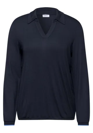 Cecil - Shirt mit Hemdkragen blau - Gr. - M