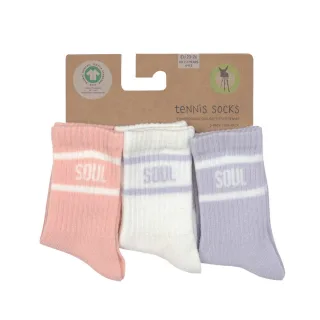Lässig Tennis Socken GOTS 3er Pack 27-30 peach pastel lilac
