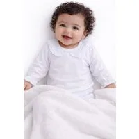 La Bortini Body Baby Langarmbody in Weiß mit festlichem Kragen aus reiner Baumwolle, 44 50 56 62 68 74 80 86 92 98 104 110