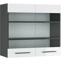 Vicco Glashängeschrank Fame-Line, Weiß Hochglanz/Anthrazit, 80 cm (1-St)