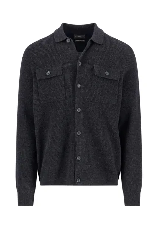 FYNCH-HATTON - Buttoned Cardigan, Merino Cashmere charcoal - Gr. - XXL