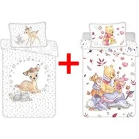 Disney Kinderbettwäsche Disney Bambi + Winnie Puuh Babybettwäsche 100x135cm 2er-Set, Renforcé, 2 teilig