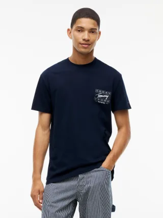 Tommy Jeans (PVH Group) - TJM REG SIGN FLAG SS TEE EXT Dark Night Navy - Gr. - L
