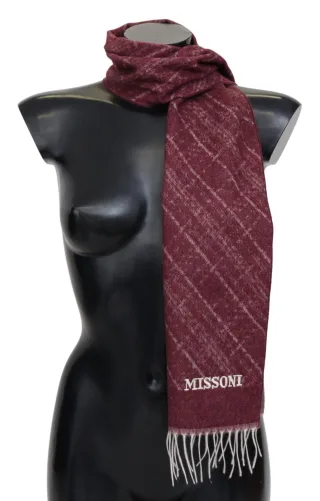 Echarpe unisexe Missoni en cachemire à carreaux bordeaux pour hommes