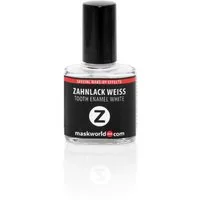 Maskworld Kostüm Zahnlack weiß 10ml Pinselflasche, Profi-Schminkzubehör für spektakuläre Effekte