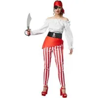 dressforfun Piraten-Kostüm Frauenkostüm Freibeuterin der Meere, Freibeuterin-Outfit in rot-weiß-schwarzem Look
