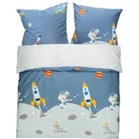 KEAYOO Kinderbettwäsche YZTX, Baumwolle, 2 teilig, Astronaut und Rakete Muster 100% Baumwolle für Kinder