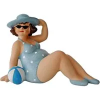 Kaufhaus le petit Dekofigur Frau im Badeanzug Hut Mollige Dicke Dame Deko Retro Figur Skulptur, Rubens Dekofigur Dekoskulptur Dekoobjekt aus Polyresin (Kunststein)