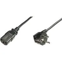 Netzanschlusskabel schwarz, 1,80 Meter, Kaltgeräte-Buchse, Stecker 90° abgewinkelt