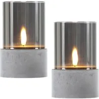 Marrakesch Orient & Mediterran Interior LED-Kerze Set van 2 LED-kaarsen in glazen windlicht, grijs, Kalio, Handarbeit