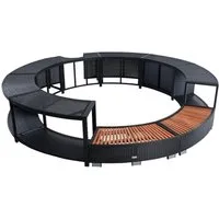 ESTEXO Pooltreppe Whirlpool Umrandung Poolumrandung Poolverkleidung Rattan Pool Rahmen