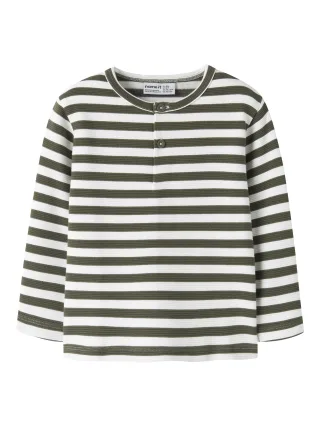 NAME IT - NMMNILES LS NREG GRANDAD TOP Olive Night - Gr. - 104