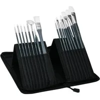 Artina Pinsel Pinselset Malen Amsterdam, 17tlg., Schwarz, 17tlg. Pinsel Set mit Tasche in Schwarz –Pinselhalter für Malpinsel