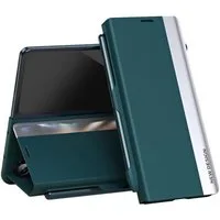 Wigento Smartphone-Hülle Für Samsung Galaxy Z Fold7 5G Electroplated Kunstleder Hülle Grün, Seiten-Elektroplattierung, Flip-Stand, Adsorptionsfunktion