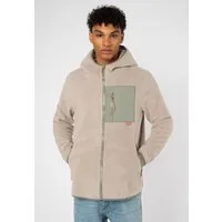 SUBLEVEL Fleecejacke Herren Teddyfleecejacke mit Brusttasche und Kapuze Fleecejacke Outdoorjacke Kuscheljacke