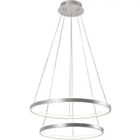 JUST LIGHT LED Pendelleuchte HELIKE, 1-flammig, Silbergrau, Kunststoff, Metall, LED fest integriert, Extra-Warmweiß, Höhenverstellbar, Ø 50 x H 120 cm