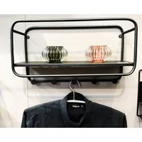 HAKU Garderobenleiste Flurgarderobe, Garderobe, Garderobenhaken, Garderobenleiste, rechteckig - aus Metall Schwarz - B/T/H 45/15/25 cm