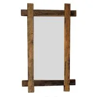 Spetebo Wandspiegel Holz Wand Spiegel eckig - 90 cm - rustikal, aus altem Holz