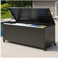 Mirador Auflagenbox Gartenbox Aluminium Anthrazit Kissenbox fur Garten Balkon (Komplett-Set, 1-tlg), Rollbar, Haltegriffe, Gasdruckfedern