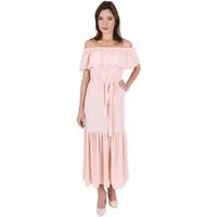 Sarcia.eu Maxikleid John Zack Pfirsichfarbenes Maxikleid Bardot-Ausschnitt L