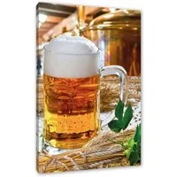 Pixxprint Leinwandbild frisches Bier mit Hopfen, frisches Bier mit Hopfen (1 St), Leinwandbild fertig bespannt, inkl. Zackenaufhänger