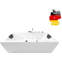Basera® Whirlpool-Badewanne BASIC Indoor Whirlpool Badewanne Naxos 140 x 75 cm, (Komplett-Set), mit 16 Massagedüsen, Wasserfall, LED