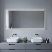 AQUALAVOS Badspiegel LED Spiegel 100-140cm Touch Badezimmerspiegel Beschlagfrei Wandspiegel, mit 6400K Kaltweiß/ 3000K Warmweiß Licht Beleuchtung, Energiesparender