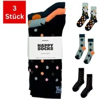 Happy Socks Freizeitsocken 3er Pack Baumwoll Socken mit Motiv Classic, Unisex