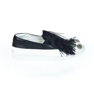Mr&Mrs Italy Schwarze Leder Damen Slipper