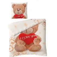 Leonado Vicenti Bettwäsche 4 tlg Winter Bettwäsche Microfaser 135x200 cm Thermo Fleece Teddy Love, Fleece, 4 teilig, flauschig, Teddy Bär Love mit Herz, Plüsch, Warm