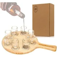 Smart-Planet Servierplatte Schnapsglas Smart-Planet Schnapsbrett inkl. 8 Shot Gläser, (9-tlg), 8-teilig