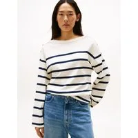 Tommy Hilfiger Langarmshirt LWK GOLD BUTTON BOAT-NK LS TEE mit goldfarbenen Knopf