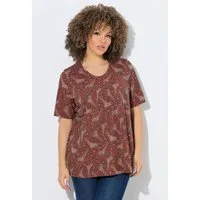 Ulla Popken T-Shirt T-Shirt Giraffe A-Linie V-Ausschnitt Halbarm
