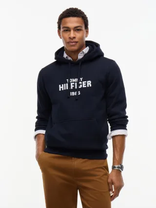 HILFIGER STACK REG FLEECE HOODIE Navy Blue - Gr. - XL