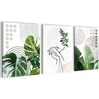 Novart XXL-Wandbild Wandbilder Wohnzimmer Modern Abstrakt Figuren Blätter